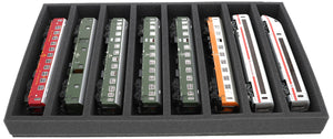 DS050A001 Foam inlay H0 Gauge - horizontal - 8 slots for model railway locomotives, wagons and vehicles