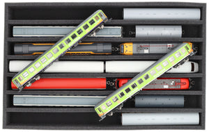 DS065A001 Foam inlay H0 Gauge - vertical - 7 slots for model railway locomotives, wagons and vehicles