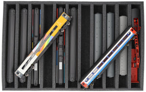 DS065A005 Foam inlay 00 Gauge - vertical - 11 slots for model railway locomotives, wagons and vehicles