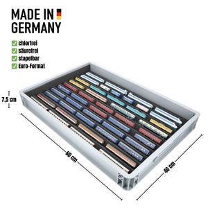 Euro Box mit Zugliege - 10 compartments for Z Gauge - for model railway locomotives, wagons and vehicles