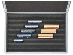 Eurobox 60x40 Set with Zugliege - 7 compartments for H0e gauge - for model railway locomotives, wagons and vehicles