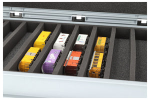 Feldherr Eurobox 60 x 40 cm Set for model railway - H0m scale - 10 compartments - foam insert for horizontal storage