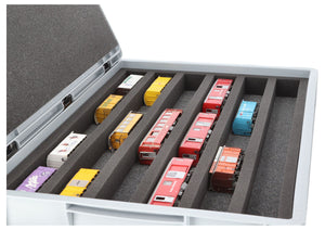Feldherr Eurobox 60 x 40 cm Set for model railway - H0m scale - 6 compartments - foam insert for horizontal storage