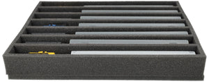 FS050A004 Foam inlay TT Scale - upright - 7 slots for model railway locomotives, wagons, and vehicles