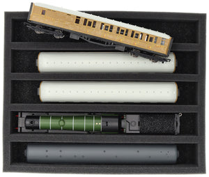 FS065A002 Foam inlay 00 Gauge - vertical - 5 slots for model railway locomotives, wagons and vehicles