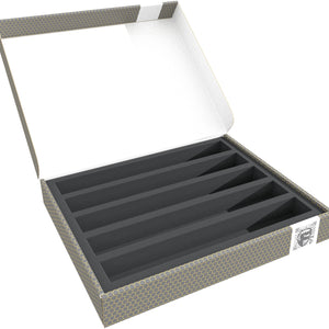 Feldherr Storage Box FSLB040 for model railway locomotives, wagons and vehicles - 5 slots for TT gauge - horizontal