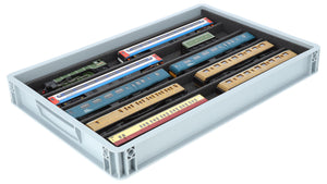 Euro box with PanoramaBed for model trains, locomotives and rolling stock - 5 compartments for OO gauge