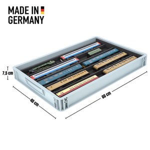 Euro box with PanoramaBed for model trains, locomotives and rolling stock - 5 compartments for OO gauge
