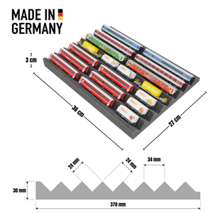 Feldherr Eurobox 40x30 Set with Zugliege - 7 compartments for N Gauge - for model railway locomotives, wagons and vehicles