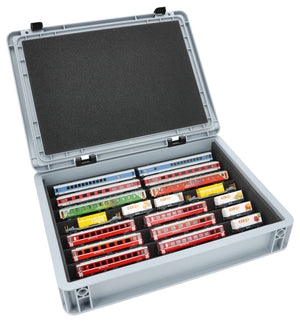 Feldherr Eurobox 40x30 Set with Zugliege - 7 compartments for N Gauge - for model railway locomotives, wagons and vehicles