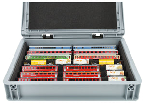 Feldherr Eurobox 40x30 Set with Zugliege - 7 compartments for N Gauge - for model railway locomotives, wagons and vehicles