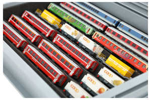Feldherr Eurobox 40x30 Set with Zugliege - 7 compartments for N Gauge - for model railway locomotives, wagons and vehicles