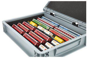 Feldherr Eurobox 40x30 Set with Zugliege - 7 compartments for N Gauge - for model railway locomotives, wagons and vehicles