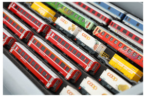 Feldherr Eurobox 40x30 Set with Zugliege - 7 compartments for N Gauge - for model railway locomotives, wagons and vehicles