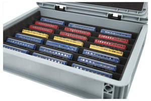 Feldherr Eurobox 40x30 Set with Zugliege - 7 compartments for Z Gauge - for model railway locomotives, wagons and vehicles