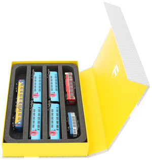Feldherr Magnetic Box yellow for model railway locomotives, wagons and vehicles - 4 slots for N Gauge - horizontal