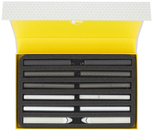 Feldherr Magnetic Box yellow for model railway locomotives, wagons and vehicles - 6 slots for Z Gauge - vertical