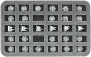 HS030A003 30 mm foam tray for miniatures in scale 1:100 (15 mm) – 30 compartments