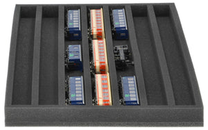 Foam insert for model railway - H0e scale - 7 compartments - for horizontal storage - JV040A007